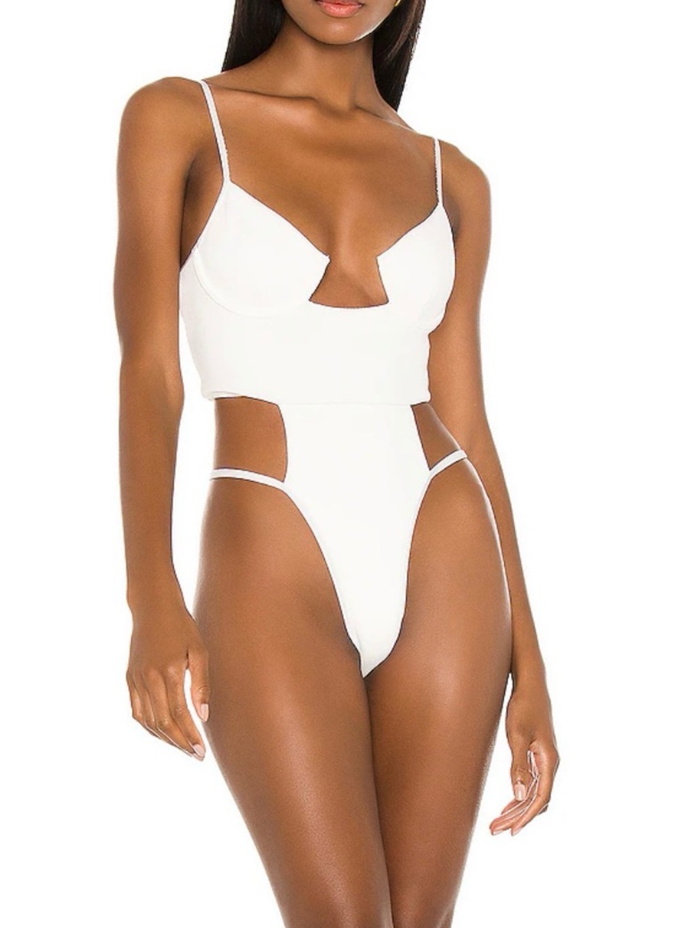 Michael Costello White Cutout One-Piece Bodysuit